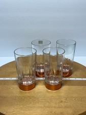 Set of Four Vintage MCM Coppercraft Guild Arcoroc Copper Bottom Drinking Glasses picture
