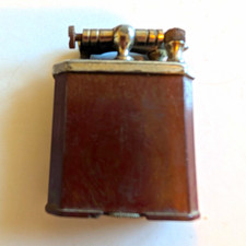 Vintage Brown Metal Pocket Lighter Silver Tone Bullet-Shaped Top picture