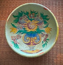 Vintage Unique Hand-Painted Wooden Bowl 