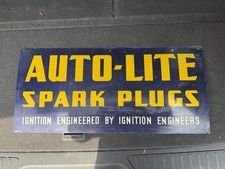Very Early AM 1939 Autolite Spark Plugs Metal Original Sign Old Sign picture