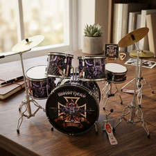 Miniature Heavy Metal Drum Set Handmade Music Display Model Collectible picture