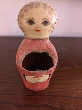 Vintage Gemma Taccogna Mexico Signed Papier Mache Girl Folk Art Planter Vessel A picture