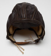 WWII USN US Navy Slote & Klein A-11 Military Leather Pilot's Flight Cap Helmet M picture