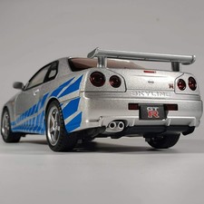 1:18 Nissan GTR R34 Skyline Supercar Alloy Metal Diecast Model Car Sound & Light picture