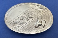 Vintage Vogt Silversmiths Western Horse Sterling Silver OL Trophy Belt Buckle picture