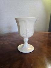 Vintage Indiana Milk Glass Harvest Grape Footed Goblet picture