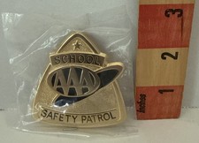 Vintage AAA School Safety Patrol Badge New Old Stock Gold Patrol Of The Month picture