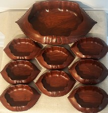 MIN-CENTURY MODERN WOODEN CRAB BOWL SET picture