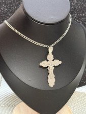 Vintage Necklace Jesus Pendent Silver 925 Jewelry Chain Women's Crucifix Amulet picture