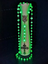 Full Length Traditionally Correct Uranium Glass Rosary mens / unisex st Micheal picture