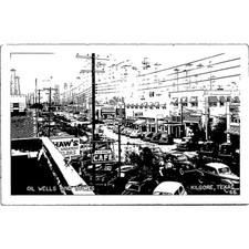 Kilgore Street Kilgore Texas RPPC Vintage Oil Wells Petroleum Photo 1940s PC168 picture