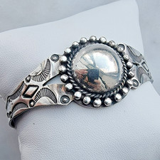 Southwestern Navajo Vintage 925 Sterling Silver Cuff Bracelet picture