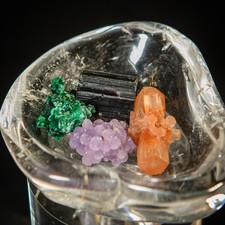 4pc Raw Crystal Specimen Set Lot Grape Agate Malachite Tourmaline Aragonite picture
