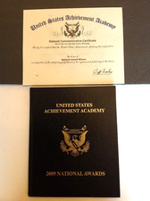 UNITED STATES ACHIEVEMENT ACADEMY 2009 National Awards Book & Certificate picture