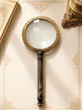 Vintage Brass Magnifying Glass, Leather Case, Nautical Detective Lens, picture