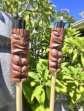 Set Of 2 Tiki Tiki Torches Classic Smokin' Tikis Hawaii Oceanic picture