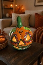 Talavera Pumpkin Jack o Lantern: Hand-Painted Ceramic Halloween Decor picture