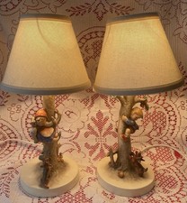 MJ Hummel 12” Lamps “Culprits & Out Of Danger” Good Condition Updated Cords 1950 picture