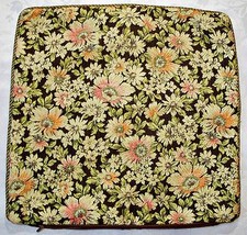 VINTAGE AUTHENTIC FLORAL THREAD EMBROIDERY BROWN CHAMPAGNE PILLOW CASE picture