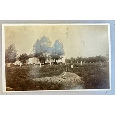 1908 Fresh Grave RPPC Bourbon Indiana Yellow River Church Leonard Burk Postcard picture