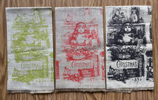 3 Vintage LINEN Tea Towels