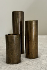 Vintage Brass Cylindrical Scandinavian Minimalist Candlestick Holders MCM 4.5