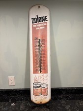 Vintage Zolone Insecticide Advertising Thermometer Metal Sign 39” Works USA picture