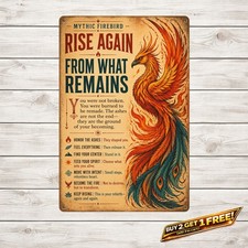 Phoenix Rising From The Ashes Retro Metal Sign Inspirational Art picture