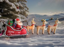 16ft Christmas Airblown Inflatable Santa Sleigh With Reindeer picture