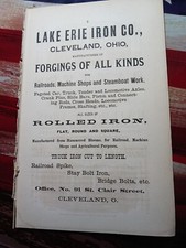 1875 Print Ad LAKE ERIE IRON COMPANY Cleveland Ohio Railroad Spikes Steamboat  picture