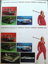 `TWO 1967 DODGE REBELLION CHARGE-CORONET-DART BROCHURES picture