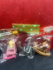 Vtg Wooden Rocking Hobby Horse Ornament Lot Of 3 Camel Wiseman Girl Chair NOS picture