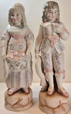 VINTAGE PAIR OF GEBRUDER HEUBACH GERMAN PORCELAIN BISQUE FIGURINES #5238 USED picture
