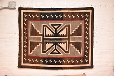 Antique Navajo Rug Native American Indian Vintage Klagetoh 47x44 Textile Weaving picture