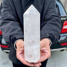 2.44LB Large Natural Clear White Crystal Obelisk Transparent Quartz Energy picture