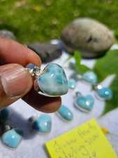 Lot of Larimar and Silver hearts cabochons, atlantis stone, larimar blue sky picture