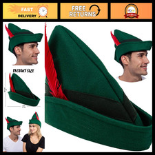 Spooktacular Creations Felt Robin Hood Hat with Feather, Alpine German Hat, 1 Pa picture