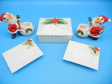 Vintage 1958-59 HOLT HOWARD Christmas Santa Candle Trinket Box Ashtrays Japan picture