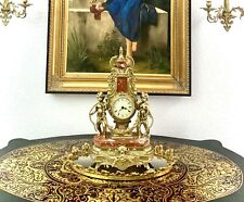 Clock Cherub Design Italian Brass and Marble Battery Operated Vintage Decor picture