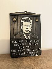 Vintage John F. Kennedy Solid Metal Wall Display. Raised Graphics.  picture