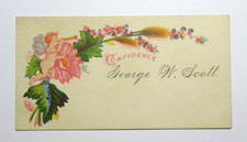 Antique Victorian Calling Card George W Scott Cupid Angel Floral Confidence Art picture