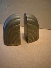 Vintage MCM brass scalloped bookends, Midcentury, Art Deco revival picture