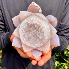 560G Drunken agate lotus hand carved meditation crystal display decoration picture