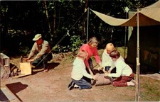 Hudson NH postcard FAMILY CAMPING SCENE IN THE WOODS o/04 BB1669 picture