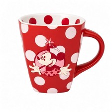 Disney Parks Authentic Minnie Mouse Red White Polka Dot Ceramic Coffee Mug picture
