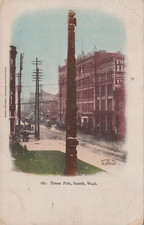 Totem pol On Sattle Street Washington Posted Vintage Undivided Back Post Card picture