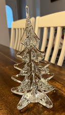 A 1992 Vintage Enesco clear lead crystal Christmas tree figurine. picture