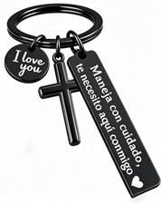 Drive Safe Keychain Stainless Steel with Cross and I Love You Engraving for Men picture