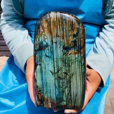 5.39LB Natural Labradorite Quartz Crystal Freeform Mineral Specimen Reiki Heals picture