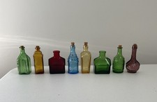 8 Vintage Miniature 3” Multi Color Apothecary Glass Bottles Taiwan Wheaton Apple picture